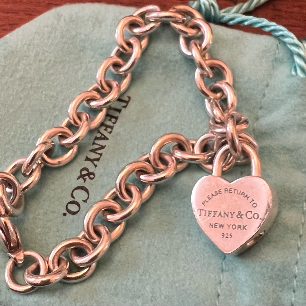 Tiffany & Co. Silver Heart Lock Return to Tiffany Charm Bracelet